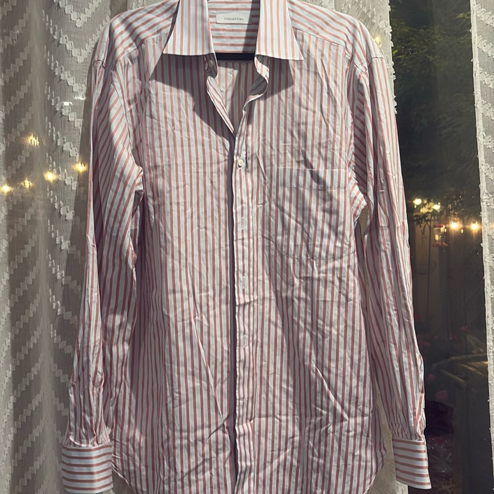 Ermengildo Zegna Men's Italian Striped Button Down Shirt Sz 42 16.5